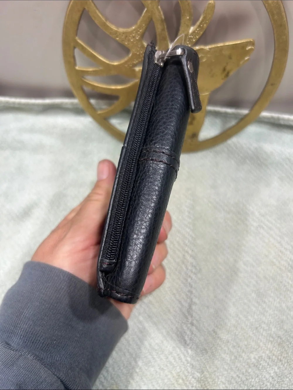 Fossil Black Pebbled Leather Keyhole Wallet NWOT